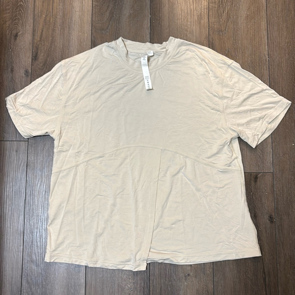 Modal silk blend tie-front yoga t-shirt, size 4